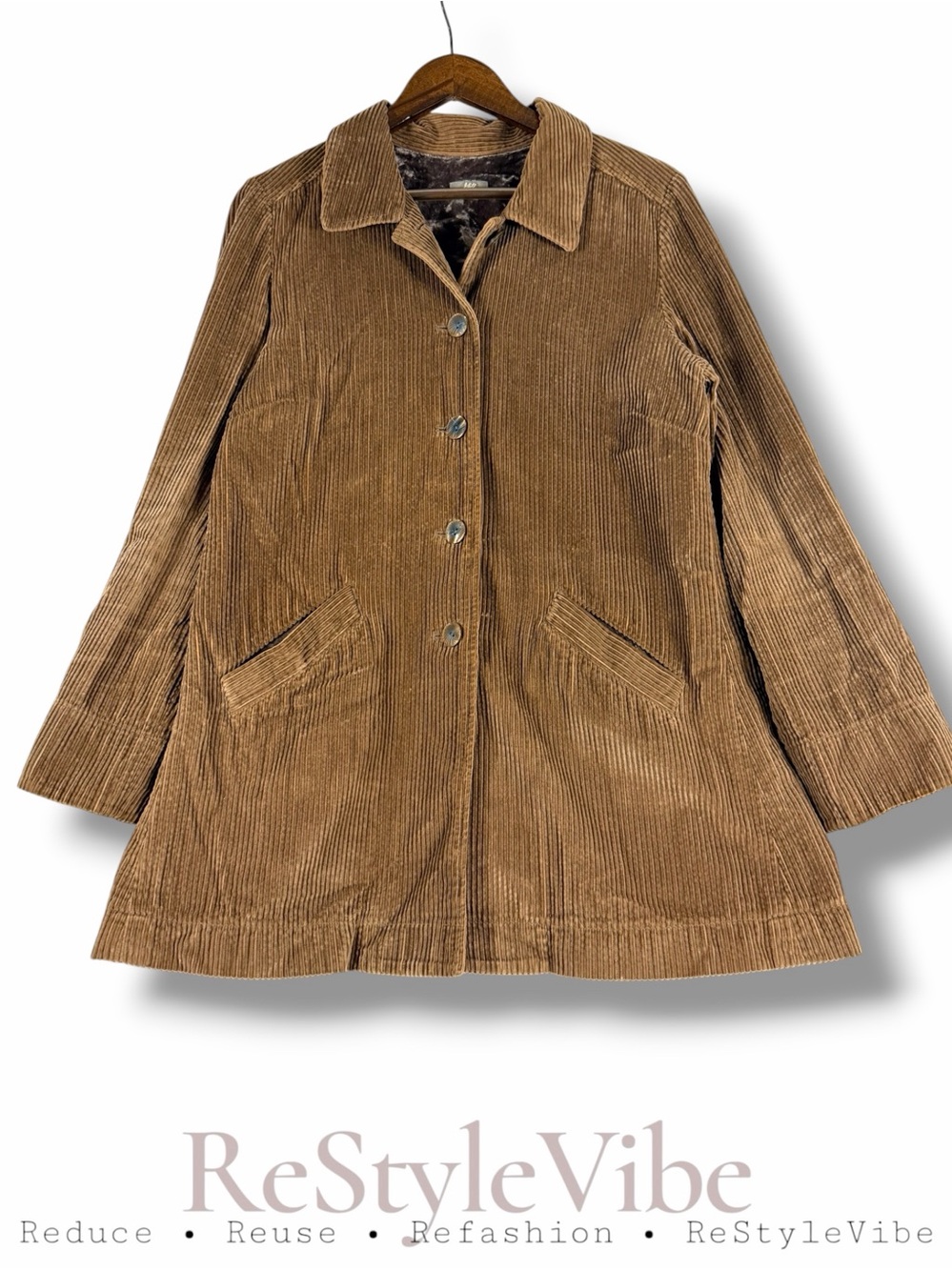 J JILL Women’s Size M Jacket Coat Corduroy Barn Style Button Front Cotton Brown